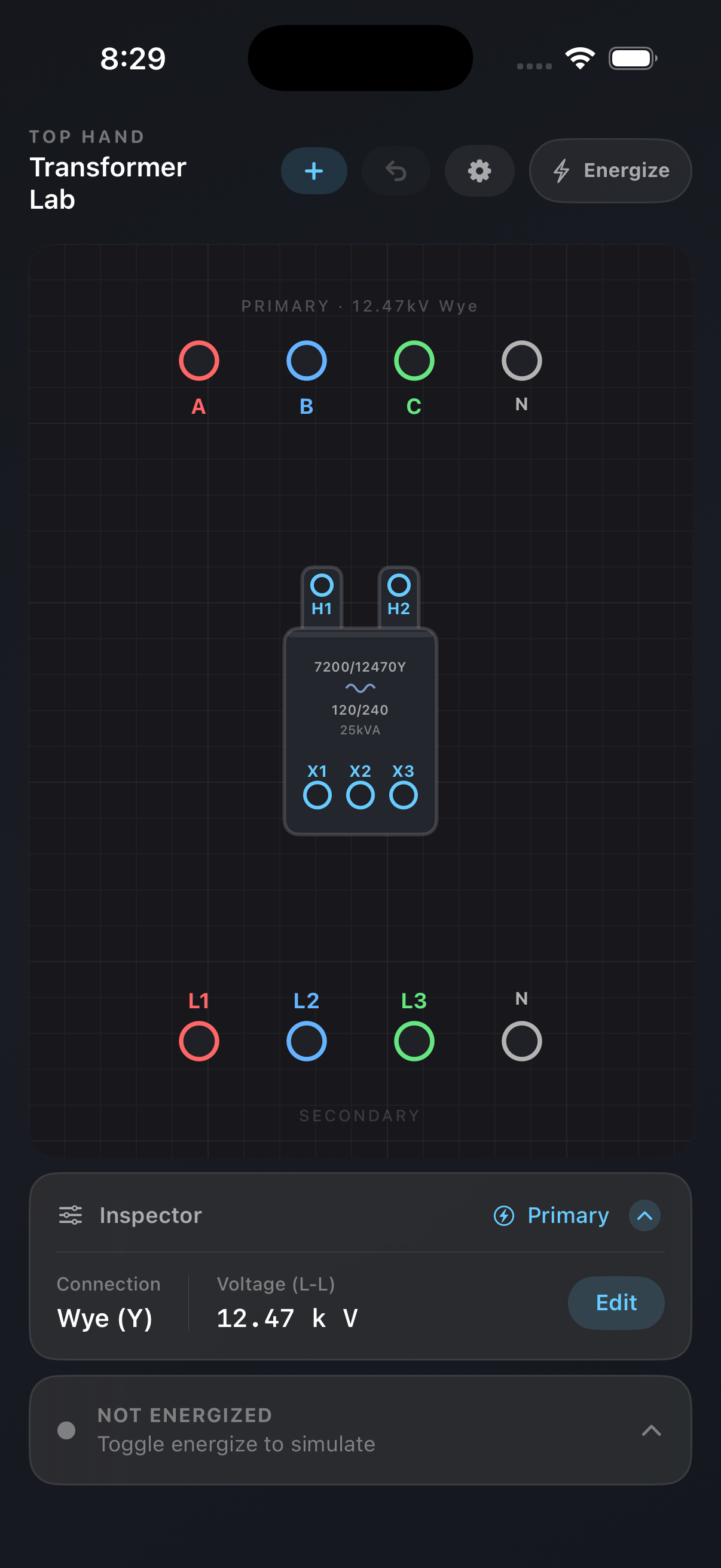 Clean starting state — ready to wire transformers