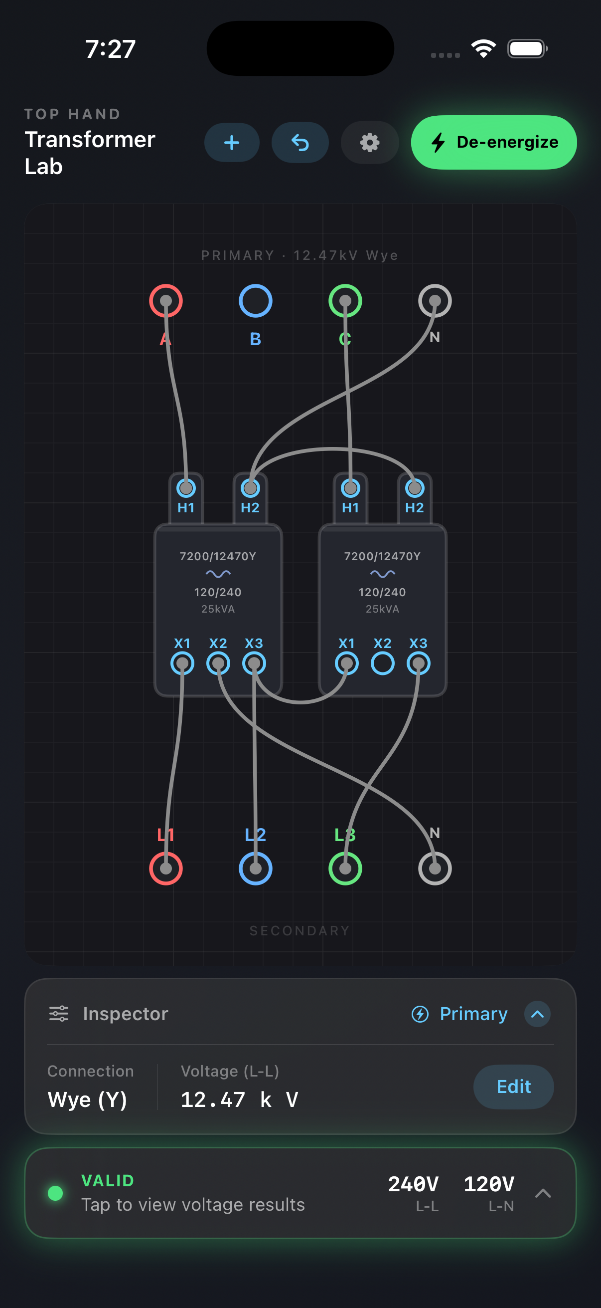 Three-phase open transformer bank configuration